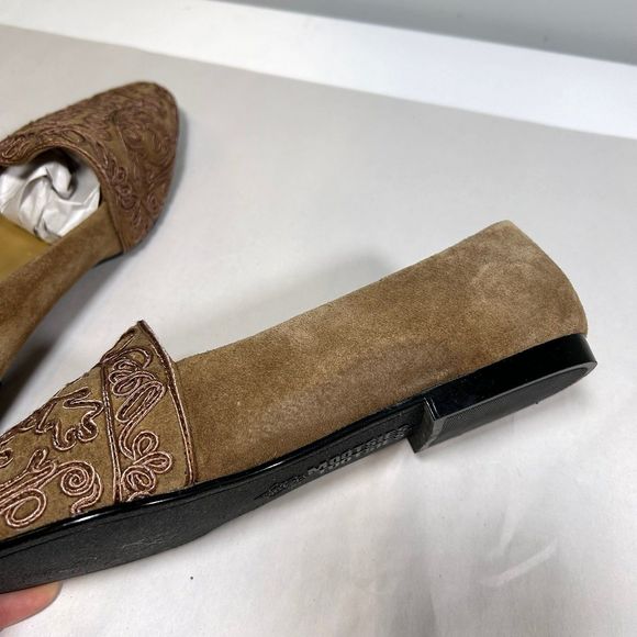 Mootsies Tootsies Suede‎ Almond Toe Flat Shoes Womens 8 Tan - Picture 5 of 10